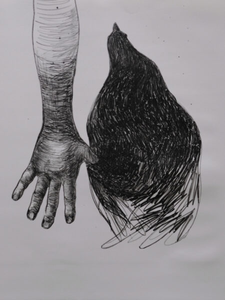 Alice Musiol_Hand, Vogel, 2022, Lithografie auf Bütten